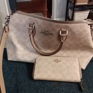 Coach Cream Satchel and Wallet Set